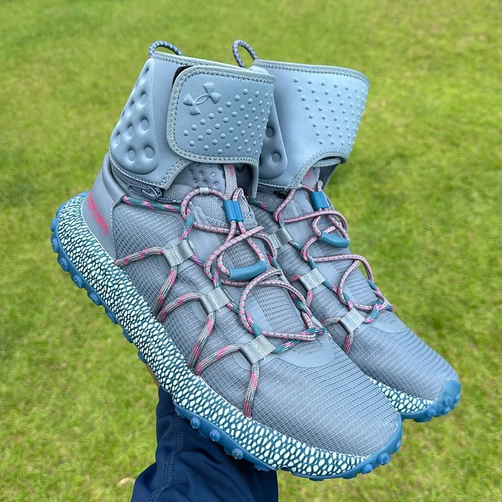Under Armour Men’s HOVR Summit Fat Tire Cuff Grey Blue Shoes 3022945-104